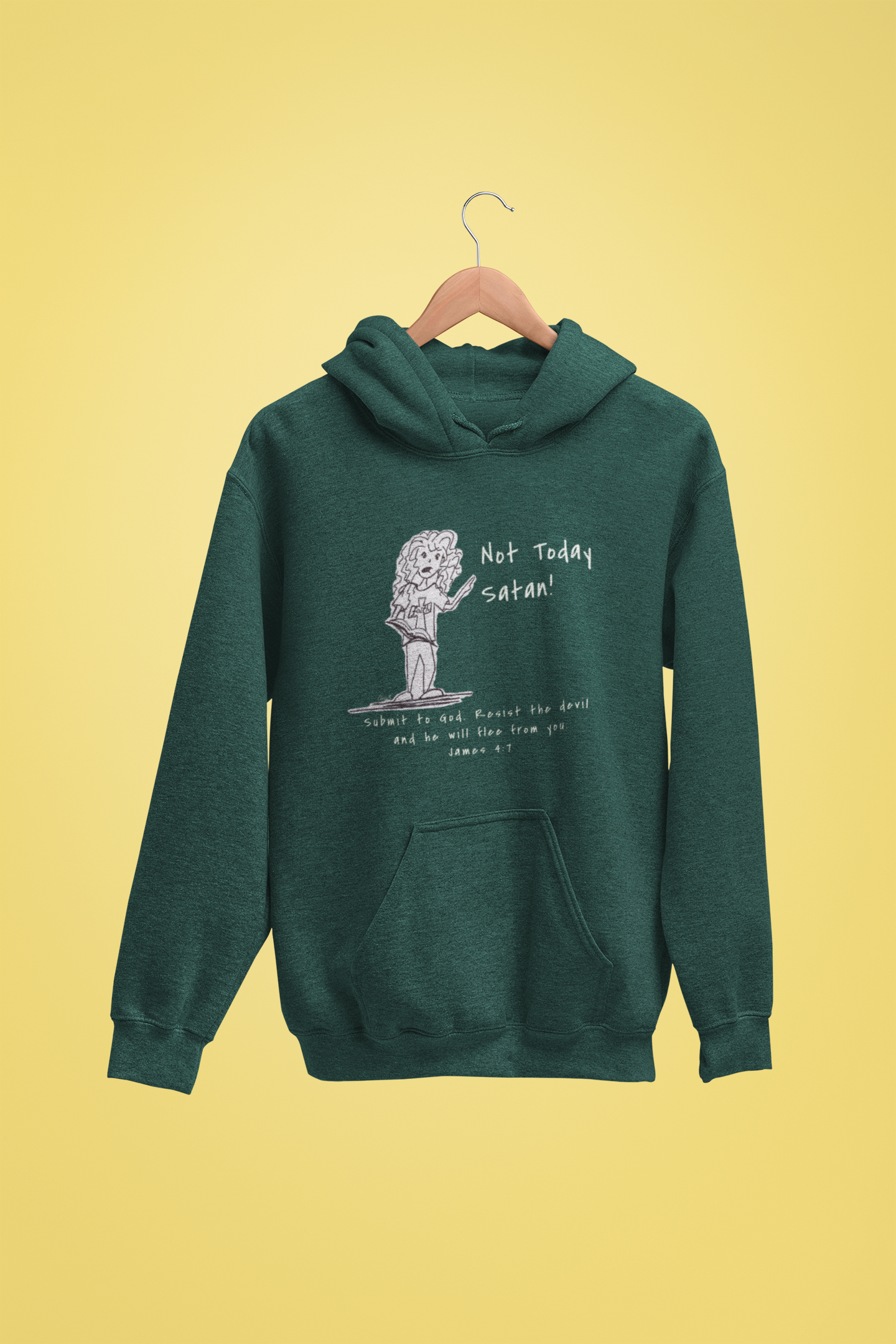 Not Today Satan Cartoon Christian Hoodie