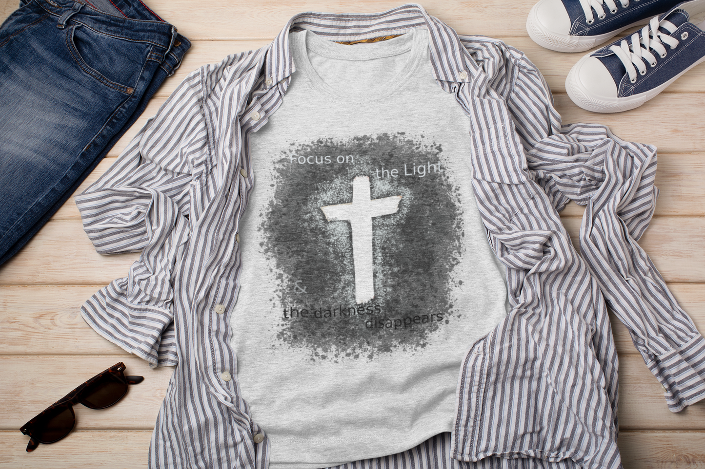 Focus on the Light Jesus Cross Tee