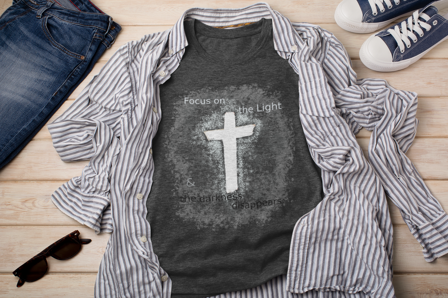 Focus on the Light Jesus Cross Tee