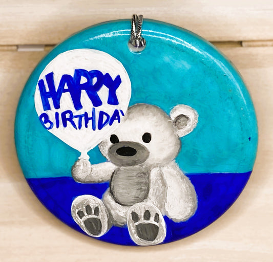 Birthday Bear Hanging Art Ornament