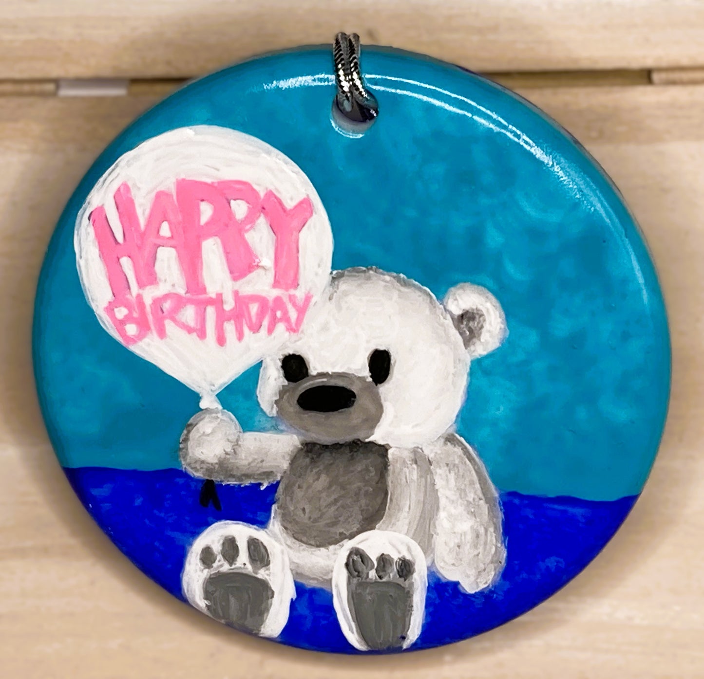 Birthday Bear Hanging Art Ornament