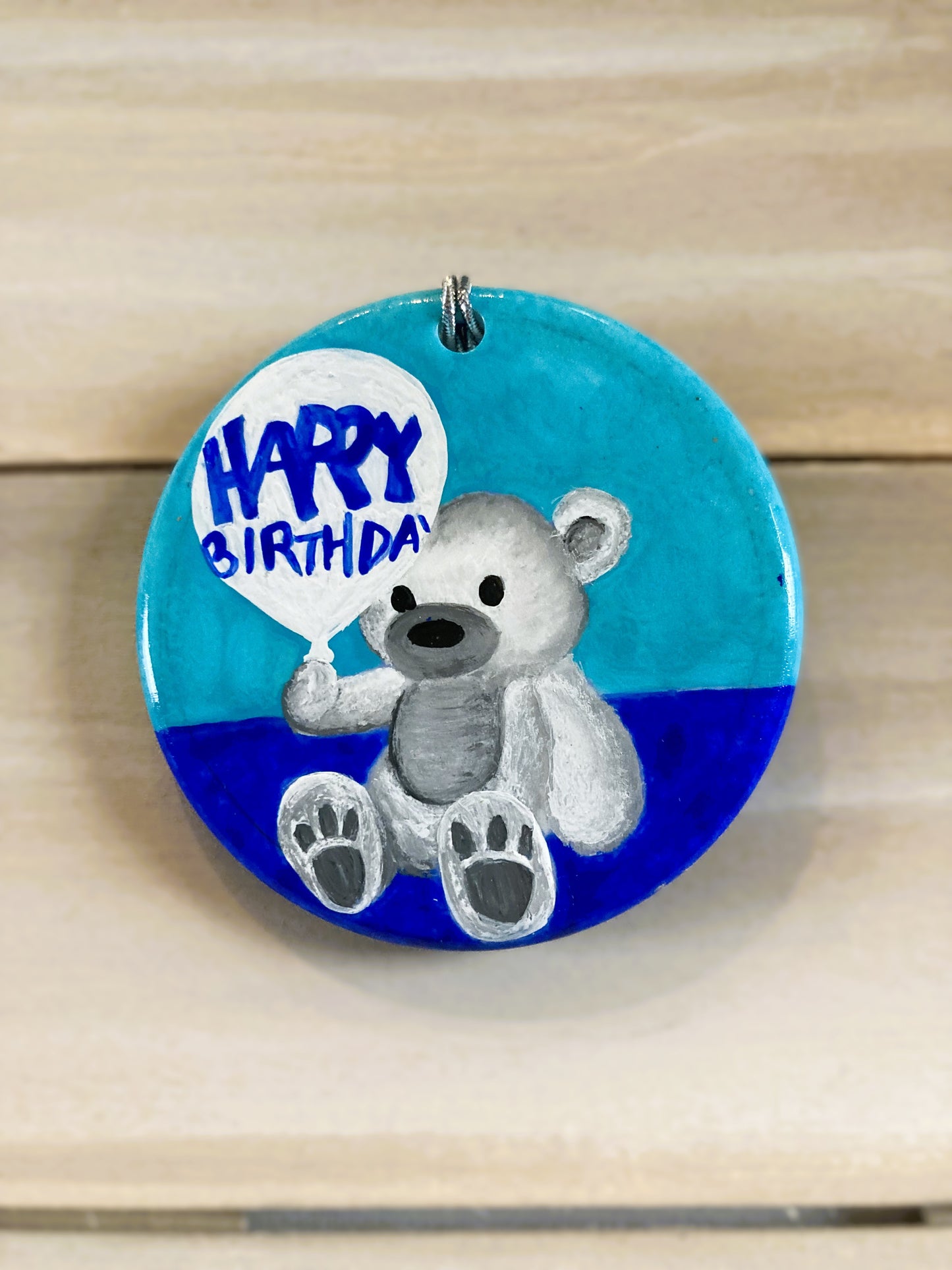 Birthday Bear Hanging Art Ornament