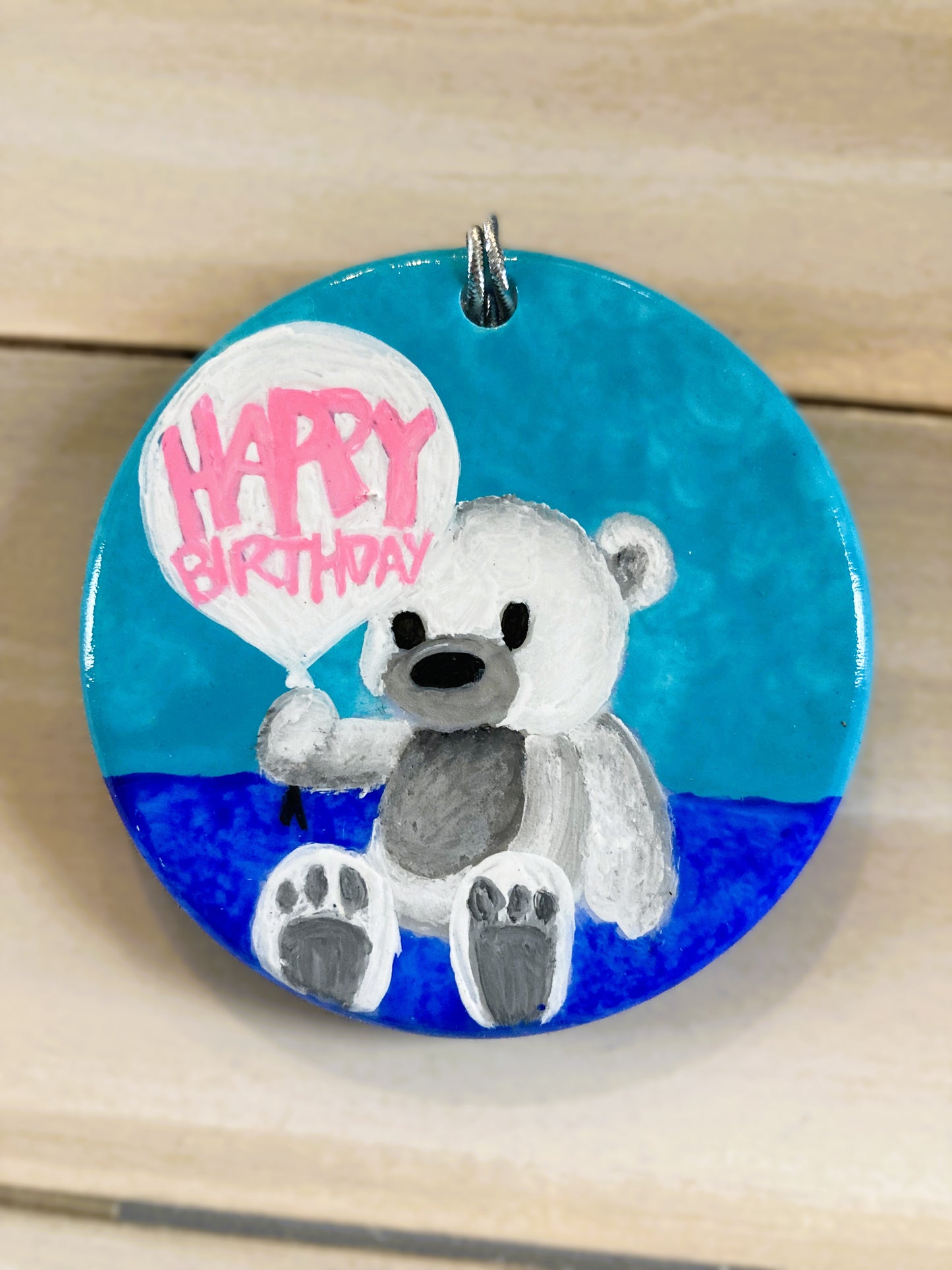 Birthday Bear Hanging Art Ornament