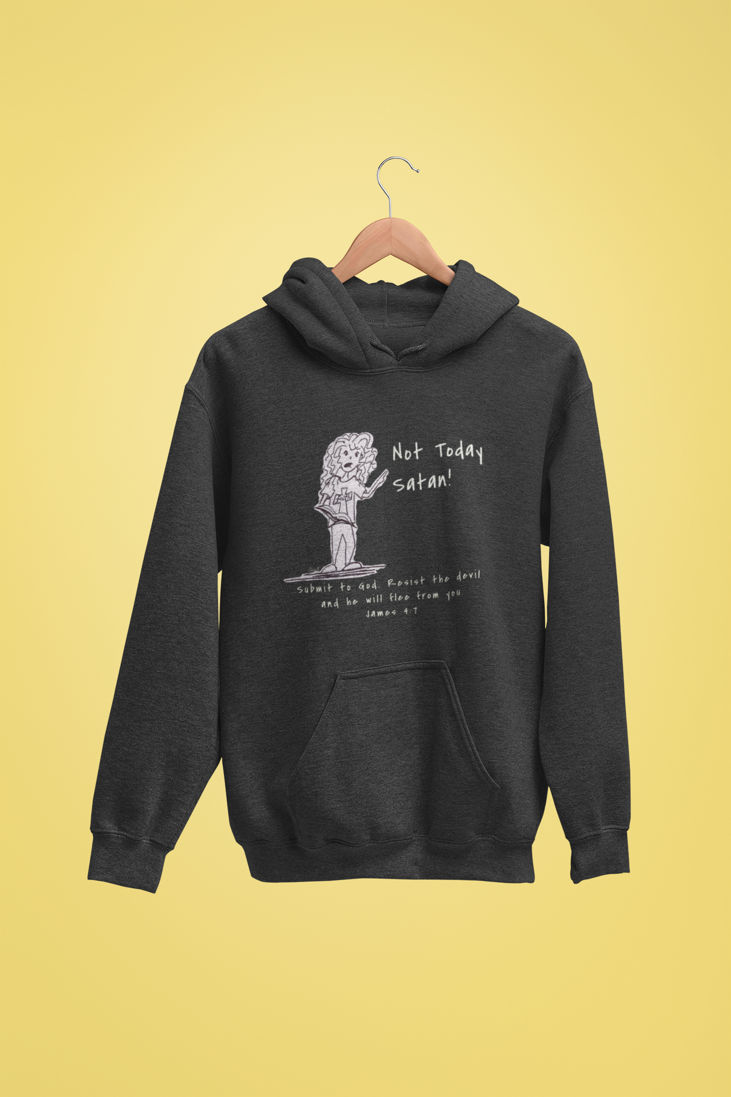 Not Today Satan Cartoon Christian Hoodie