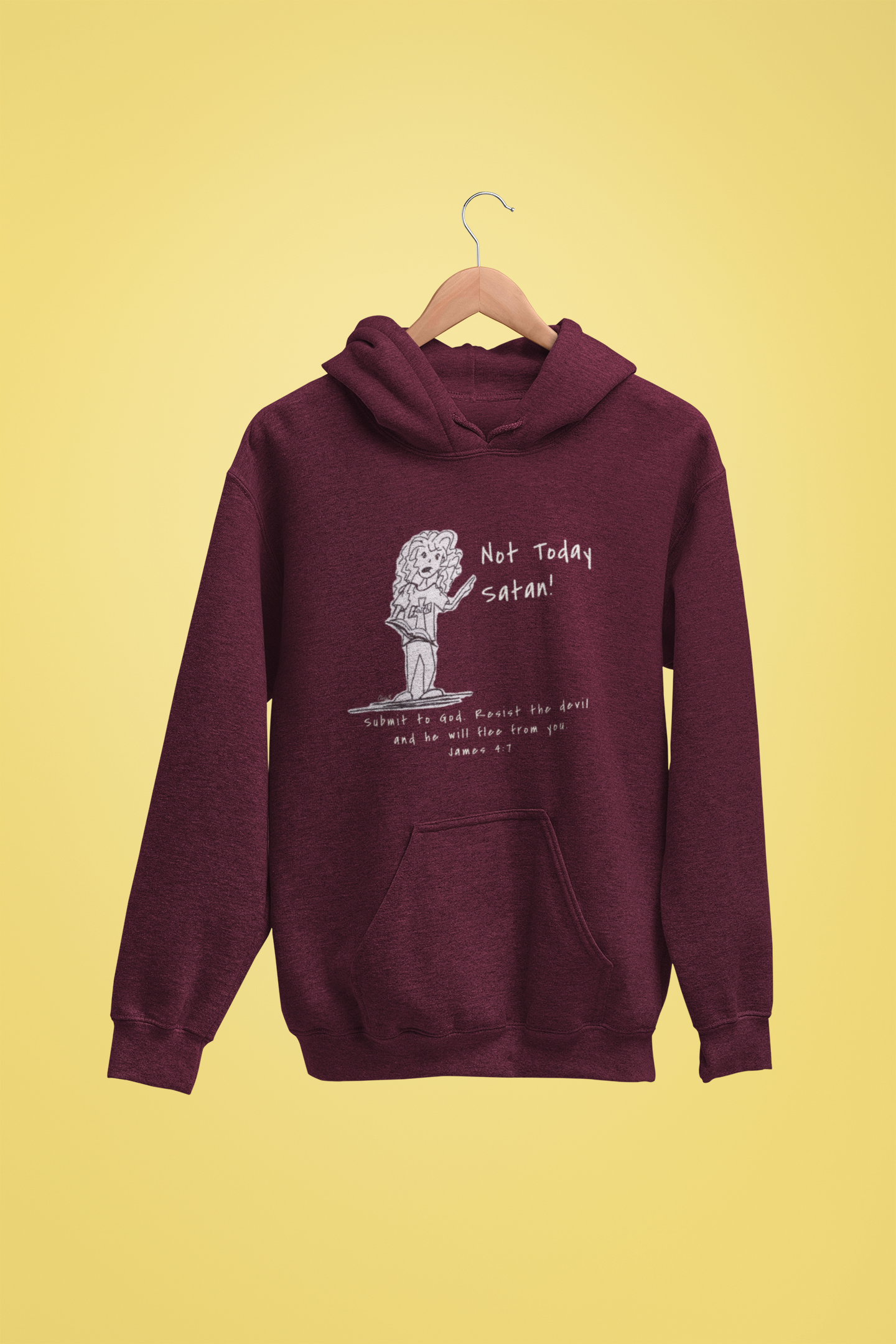 Not Today Satan Cartoon Christian Hoodie